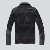 Chaqueta vaquera de motociclista desgastada para hombre